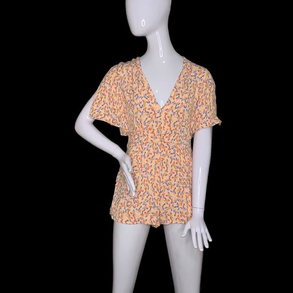 Free People Meet Virginia Romper V-Neck Size 2 Pockets Floral Print - Picture 9 of 15